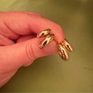 Anthropologie Shiny Gold Hoop Earrings